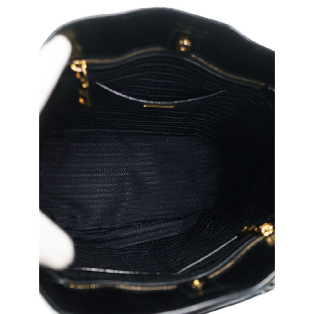 Prada Daino Tote Bag Shoulder Vitello Leather Black - Picture 3 of 9